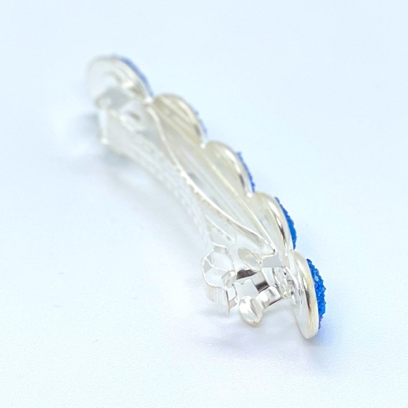 🆕 Blue Glitter  Druzy Barrette Hair Clip - Picture 4 of 6